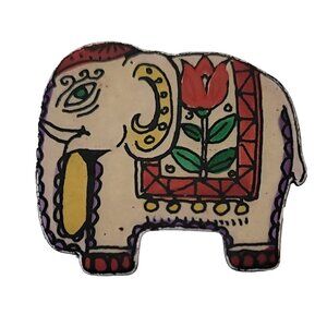 Germany Metal Enamel Elephant Brooch Pin Signed Made In W Germany, L06